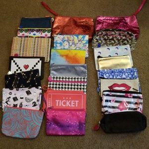 Various clutch, makeup bags, etc.